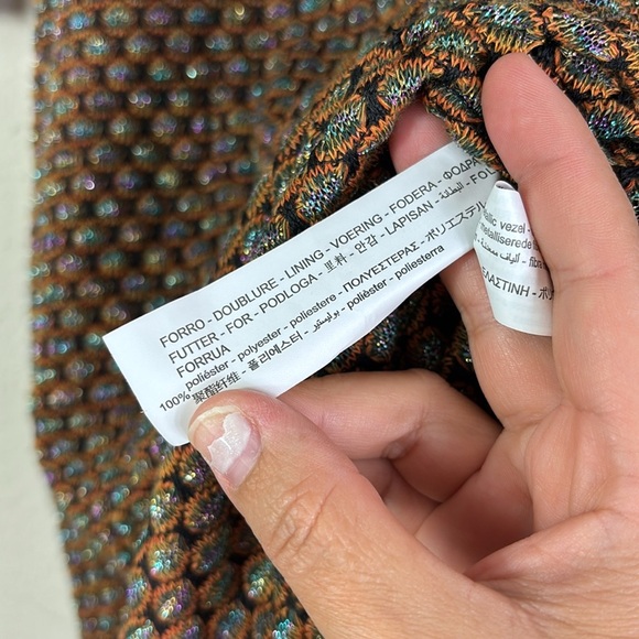 Zara Trafaluc Mock Neck Long Sleeve Textured Metallic Midi Dress size Small - Picture 6 of 12